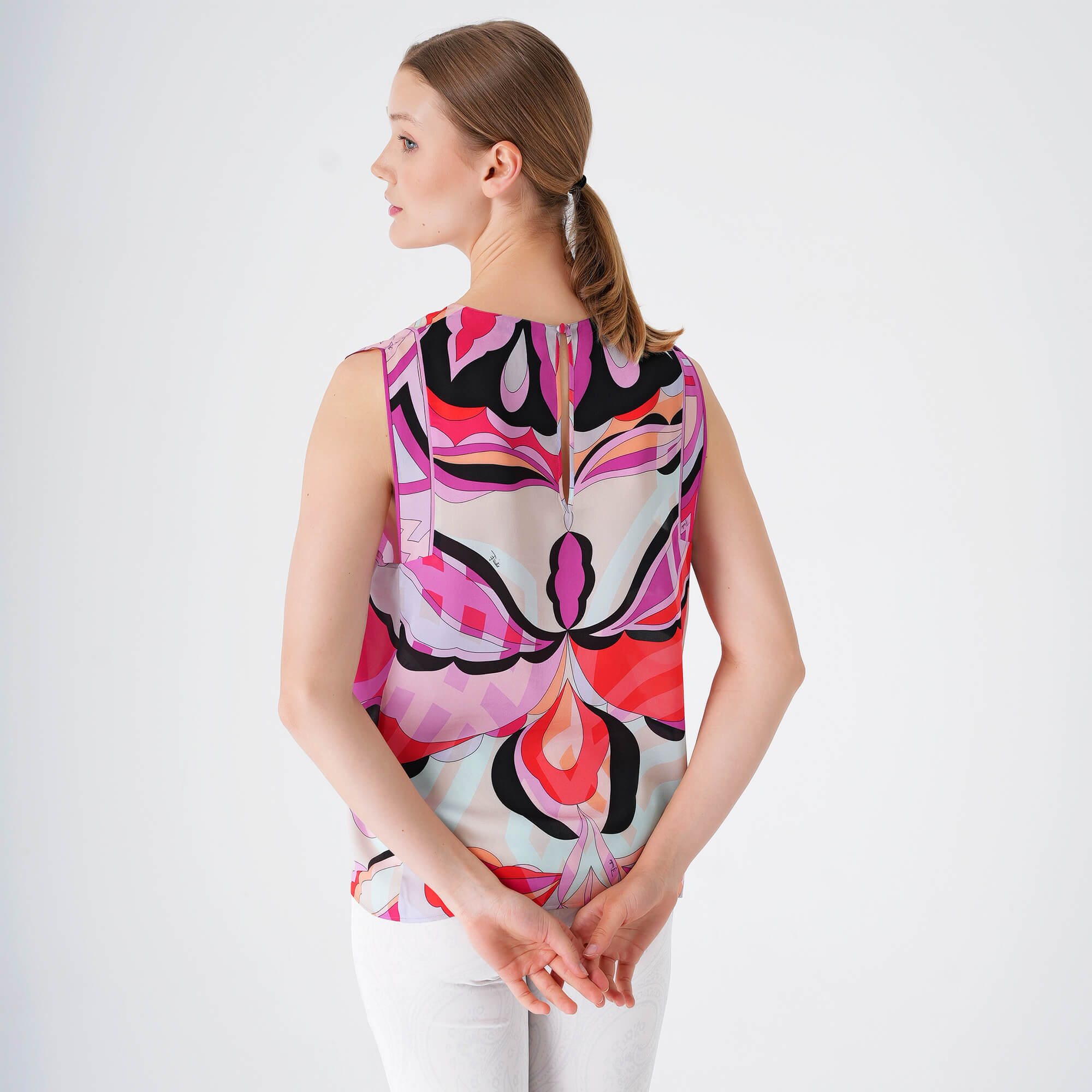 Emilio Pucci - Purple&Pink&Black Silk Sleeveles Blousse